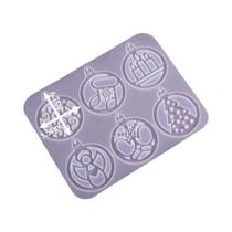 Molde De Silicone Com Design Redondo Oco De 6 Furos Com Tema De Natal Para Ornamentos Artesanais DIY