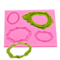 Molde de silicone com moldura vintage para bolo, chocolate e sabonete Molde de silicone com moldura vintage para bolo, chocolate e sabonete