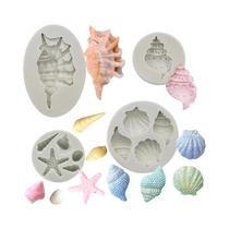 Molde De Silicone Com Tema Marinho 5 Peças Algas Marinhas Peixe Marinho Coral Tartaruga Ferramentas