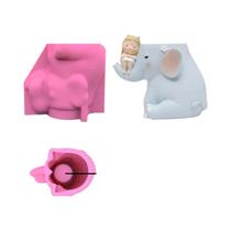 Molde De Silicone De Elefante Bebê Para Vaso De Suculentas, Cinzeiro, Porta-canetas, Gesso