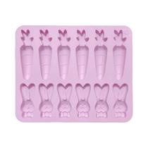 Molde De Silicone De Páscoa Com 12 Cavidades De Coelho E Cenoura Para Chocolate, Biscoito, Doces