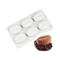 Molde De Silicone Em Forma De Grão De Café 3D Com 6 Cavidades Para Cubos De Gelo, Doces, Fondant,
