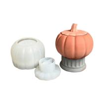 Molde De Silicone Em Formato De Abóbora Para Halloween, Caixa De Armazenamento De Gesso Com Tampa,
