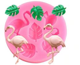Molde De Silicone Flamingo Folha Confeitaria Biscuit