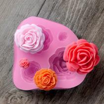 Molde de Silicone Flores - 4 Mini Rosas 1