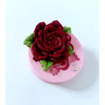 Molde De Silicone Flores - Rosa Com Folhas