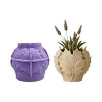Molde De Silicone Folha De Bordo Com Textura 3D Redonda Para Vasos De Cimento DIY Tema Floresta Molde De Silicone Folha De Bordo Com Textura 3D Redonda Para Vasos De Cimento DIY Tema Floresta