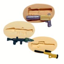 Molde de silicone kit armas fornite com 3 moldes para decorar f679 Molde de silicone kit armas fornite com 3 moldes para decorar f679