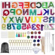 Molde de Silicone Lorben Forma Alfabeto Números 3D Resina Epóxi Kit com 152 peças - GT6265
