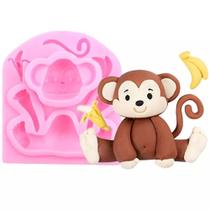 Molde de silicone macaco bebê safari baby rb1243