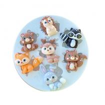 Molde de Silicone Mini Animais do Bosque 7 Cav