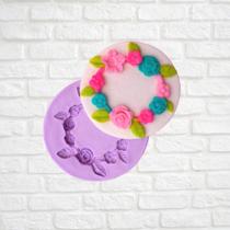 Molde de silicone moldura rosas para decorar f656 Molde de silicone moldura rosas para decorar f656