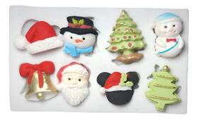 Molde De Silicone Natal Diversos 8 Personagens Papai Noel Boneco de Neve Sino Confeitaria Decoração Biscuit
