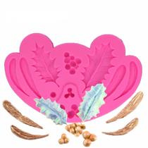 Molde de silicone natal folhas para decorar f356