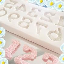 Molde de silicone números floridos confeitaria biscuit f582