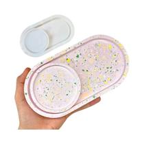 Molde De Silicone Para Bandeja De Concreto Terrazzo, 2 Peças, Oval E Redondo, Para Armazenamento De Molde De Silicone Para Bandeja De Concreto Terrazzo, 2 Peças, Oval E Redondo, Para Armazenamento De