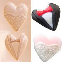 Molde de Silicone para Biscuit Casa da Arte - Modelo: Coração Noivos 1100