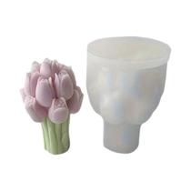 Molde De Silicone Para Buquê De Tulipas Para DIY, Tema Floral, Formato Irregular, Para Velas