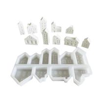 Molde De Silicone Para Casa Pequena 3D Estilo Nórdico Com 10 Furos Para Vela, Gesso, Concreto, Aroma