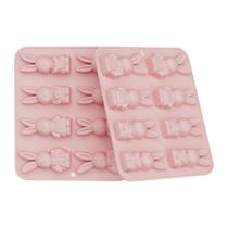 Molde de silicone para coelhinho da Páscoa de 8 cavidades para panificação e chocolates Molde de silicone para coelhinho da Páscoa de 8 cavidades para panificação e chocolates