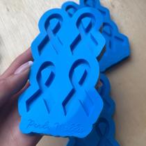 Molde de Silicone para de Resina Chaveiro Laço Autismo 4 Cavidades