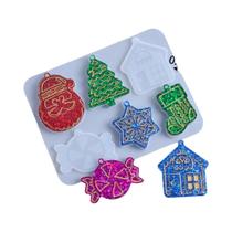 Molde De Silicone Para Decoração De Natal Com 6 Cavidades: Árvore De Natal, Floco De Neve, Coração, Molde De Silicone Para Decoração De Natal Com 6 Cavidades: Árvore De Natal, Floco De Neve, Coração,