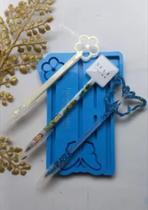 Molde de silicone para Resina - Caneta Borboleta, Quadrado e flor Molde de silicone para Resina - Caneta Borboleta, Quadrado e flor