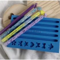 Molde de silicone para Resina - Caneta Slim 5 Cavidades 7 pingentes