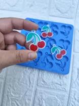 Molde de silicone para Resina - Cerejas 12 Cavidedes Com Pino Molde de silicone para Resina - Cerejas 12 Cavidedes Com Pino