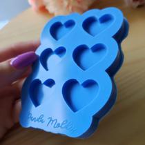 Molde de Silicone para Resina Chaveiro Coração 6 Cavidades Molde de Silicone para Resina Chaveiro Coração 6 Cavidades