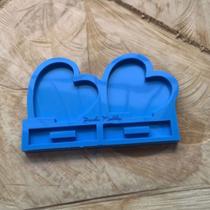 Molde de Silicone para Resina Coração Duplo com Base Molde de Silicone para Resina Coração Duplo com Base