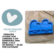 Molde de Silicone para Resina - Coração Duplo com Base Molde de Silicone para Resina - Coração Duplo com Base