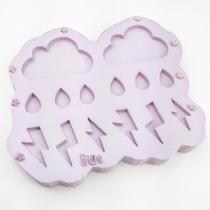 Molde de Silicone para Resina Nuvens gotinhas e raios - 14 cavidades (3,5 cm) - Estúdio Lilac