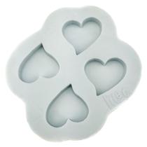 Molde de Silicone para Resina Paleta Corações Curvados - 4 cavidades (2,5 cm)