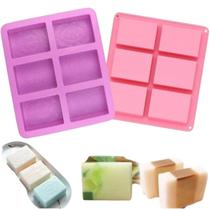 Molde de Silicone para Sabonete com 6 cav forma Retangular Sabão Vela Saboaria Molde de Silicone para Sabonete com 6 cav forma Retangular Sabão Vela Saboaria