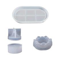 Molde De Silicone Para Suporte De Vela Lotus, 3 Peças, DIY, Artesanato Em Resina Epóxi, Suprimentos
