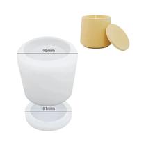 Molde De Silicone Para Vaso De Cera Redondo Com Tampa Caixa De Armazenamento De Joias Artesanato Em Molde De Silicone Para Vaso De Cera Redondo Com Tampa Caixa De Armazenamento De Joias Artesanato Em