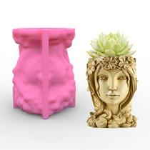 Molde de silicone para vaso de flores estilo deusa, para concreto, suculentas, vaso, cimento, argila, gesso, resina epóxi e molde de cimento e argila Molde de silicone para vaso de flores estilo deusa, para concreto, suculentas, vaso, cimento, argila, gesso, resina epóxi e molde de cimento e argila