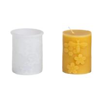 Molde De Silicone Para Vela Em Pilar 3D Com Design De Colmeia, Abelha E Flor Em Relevo, Para DIY E