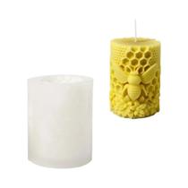 Molde De Silicone Para Vela Em Pilar 3D Com Design De Colmeia, Abelha E Flor Em Relevo, Para DIY E