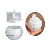 Molde De Silicone Para Vela Redonda Em Relevo 3D De Natal Com Tampa, Caixa De Armazenamento De Molde De Silicone Para Vela Redonda Em Relevo 3D De Natal Com Tampa, Caixa De Armazenamento De