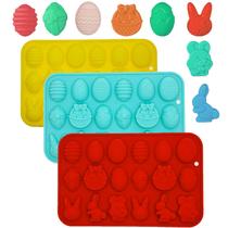 Molde de silicone Paufuii Easter Bunny para chocolate, pacote com 3 Molde de silicone Paufuii Easter Bunny para chocolate, pacote com 3