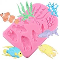 Molde de Silicone Peixes e Algas Molde de Silicone Peixes e Algas