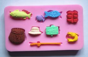 Molde de silicone pescaria para decorar f419