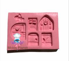 Molde de silicone portas e casinhas, resina, confeitaria, biscuit molds planet rb789