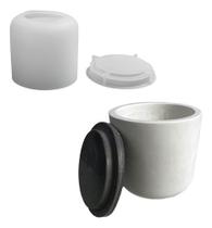 Molde De Silicone Pote Com Tampa Redondo P/ Resina/concreto