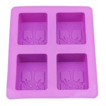 Molde De Silicone Quadrado Com 4 Cavidades Para Sabonetes, Sobremesas, Chocolate E Bolos -