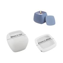 Molde De Silicone Quadrado Para Castiçal Com Tampa, Para Cimento, Gesso, Resina DIY, Ornamento, Pote