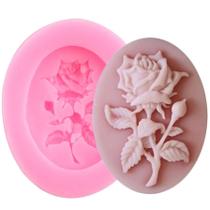Molde De Silicone Rosa com Caule Molde De Silicone Rosa com Caule