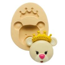 Molde de silicone rosto ursa princesa, coroa rb474